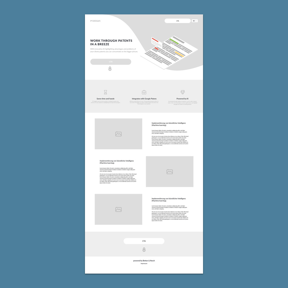 IP Goggles Promotional Landing Page Wireframe